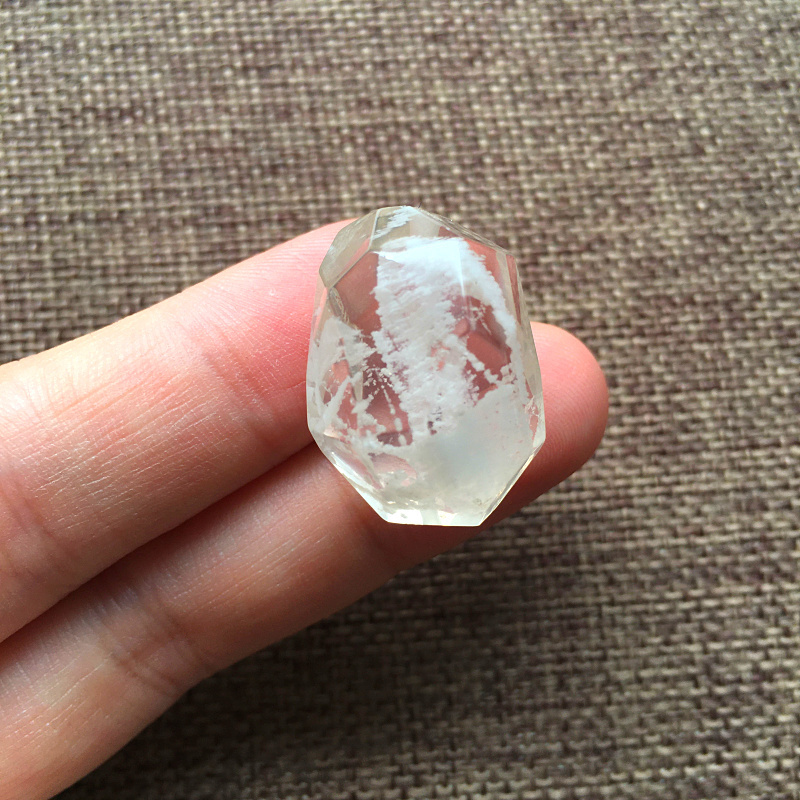 Natural Snowflake Phantom Accessories Pink Phantom White Phantom Jewelry DIY Crystal Gift Single Bead Pendant Loose Beads