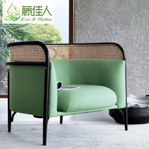 Nordic minimalist living room sofa modern creative solid wood rattan sofa restaurant homestay furniture ins