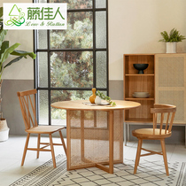 Rattan dining table and chair combination home restaurant round table Nordic homestay furniture ins