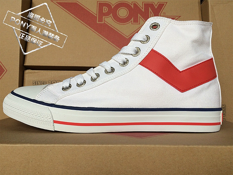 Giày vải Pony đôi mô hình một nam và một nữ thể thao mùa thu 62U1SH40 giày converse cao cổ