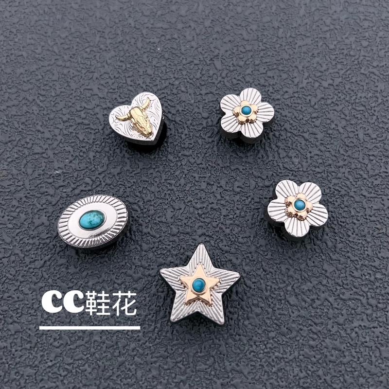 Croc Shoe Charms Accessories Compatible with Crocs Shoes, Decorative Metal Star Denim Flower Shoe Charm Accessories