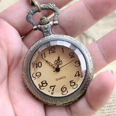 Карманные часы Винтажный коричневый большой циферблат