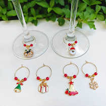 Christmas wine glass ring wine glass pendant personalized wine label pendant festive holiday cup distinguisher wine glass mark