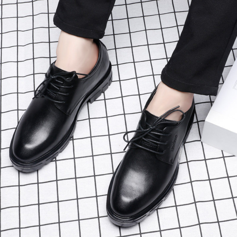 Invisible heightening leather shoes men's real leather business positive dress Inn trend thick bottom inner heightening 8cm groom wedding men's shoes