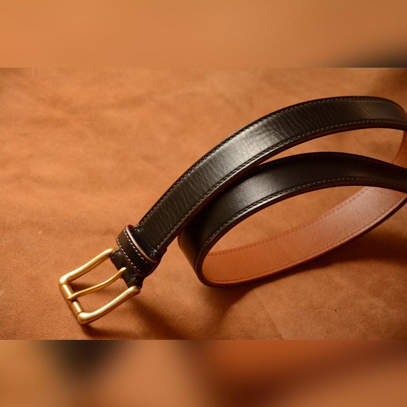 Pure hand-made tea core leisure British reins rugged natural texture without coated copper buckle belt belt