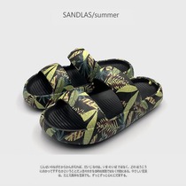 Summer trend lovers graffiti sandals sandals men and women breathable Korean version waterproof non-slip beach shoes with thick bottom sandals