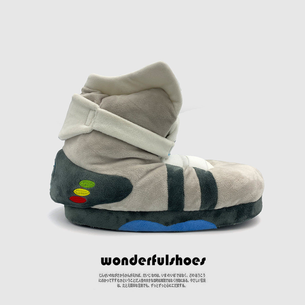 Autumn and winter back to the future couple high tube spoof aj cotton slippers men and women home warm bag with cotton shoes plush slippers