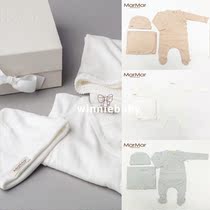 Gift box] MarMar Modal cotton newborn lace-up long sleeve one-piece baby three-piece