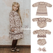 UK authorized bebeorganic autumn and winter female treasure children organic cotton floral dress ins