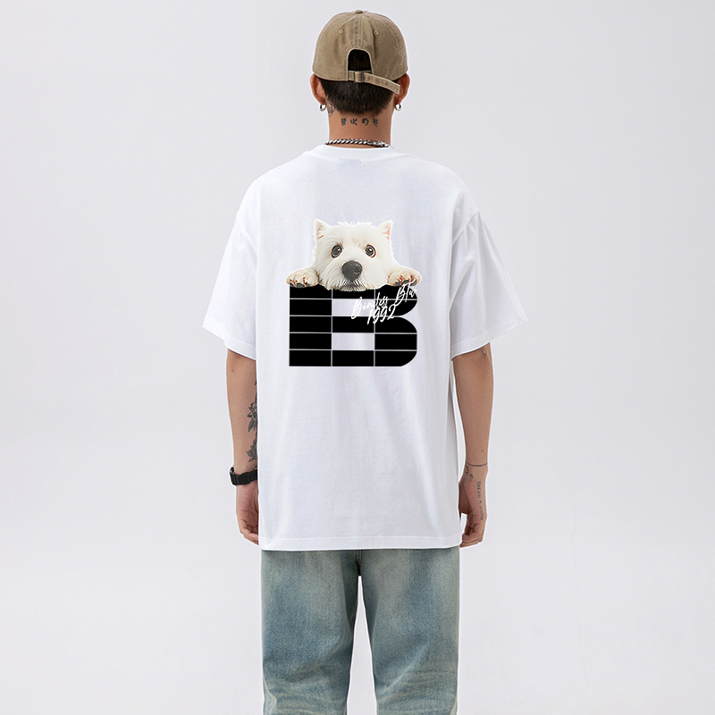 Boneless Btw West Highland Dog Short-Sleeved T-Shirt, Fun Summer Pure Cotton T-Shirt, Cute Couple Wear for Men and Women