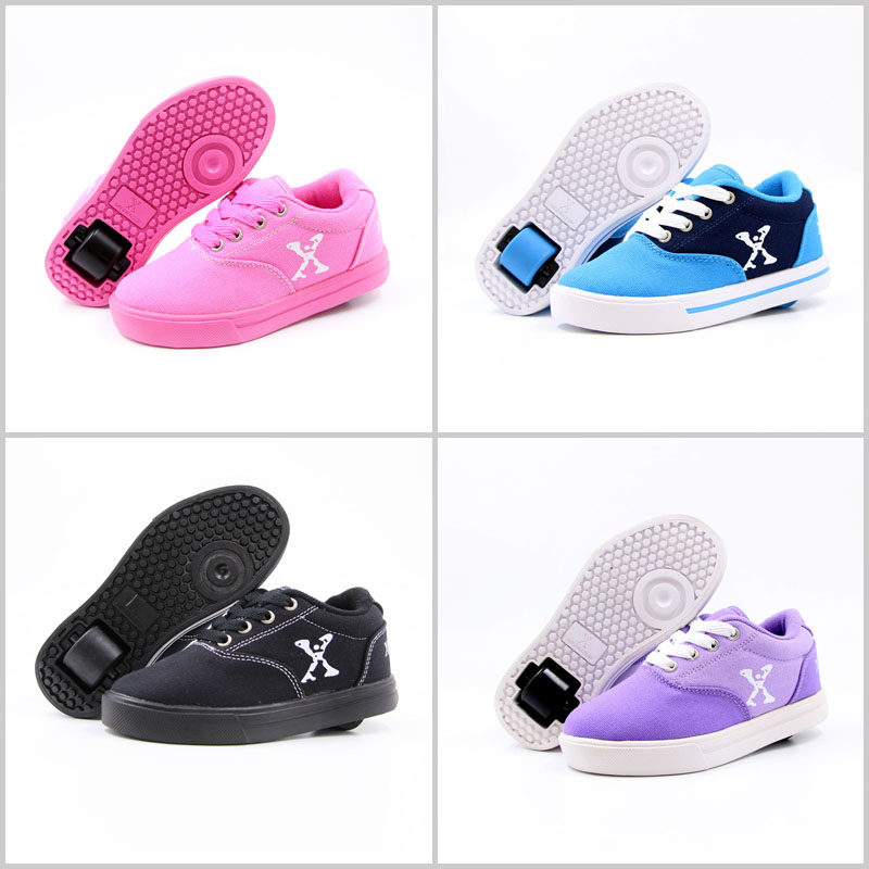 American HeelyS Blood Shoes Canvas Four Seasons Breakthrough Students Children's Single Wheel Dual-Use Shoes