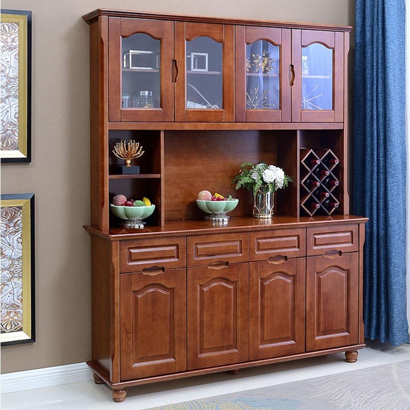 Solid wood high wine cabinet Living room Chinese-style locker glass door display cabinet dining cabinet