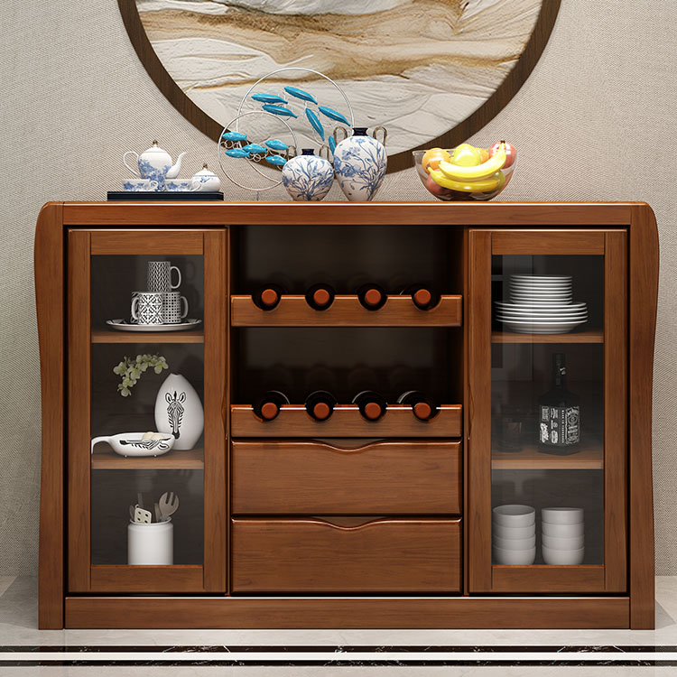 Solid Wood Dining Room Dining Cabinet Glass Door of Chinese style Living room Short wine cabinet Tea water cabinet Cupboard Containing Cabinet Intake Cabinet minimalist