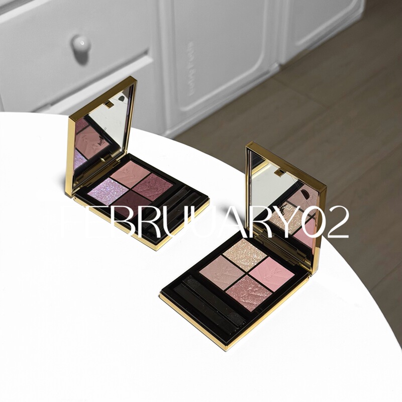 [in Stock] YSL 2026 Autumn New Product Four-Color Leather Eyeshadow 410 840 850 Blush 03