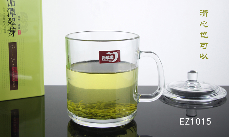 Màu xanh lá cây Táo Glass Tea Cup với Bìa Trà Cup Bìa Cup với Cốc Thủy Tinh Gia Dụng Trà Xanh Cốc Nước