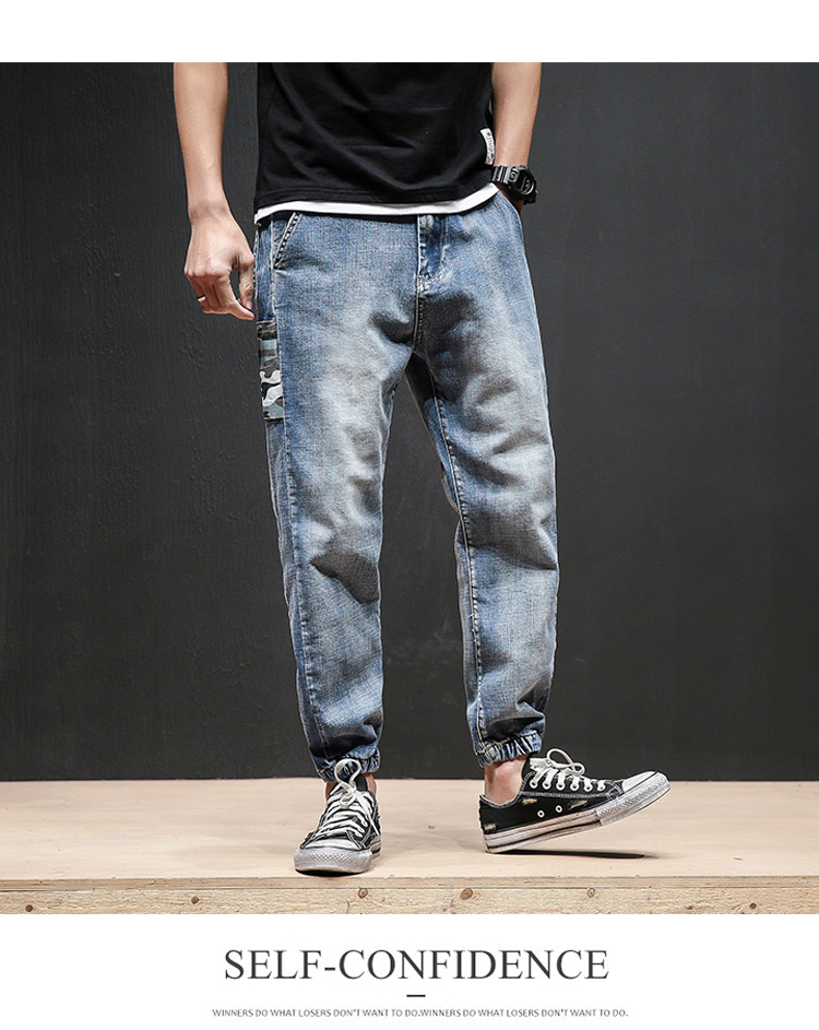 Quần denim nam mùa đông 2018 giản dị cộng với quần lửng ống rộng kích thước lớn béo mập phiên bản Hàn Quốc của xu hướng quần nam quần thể thao