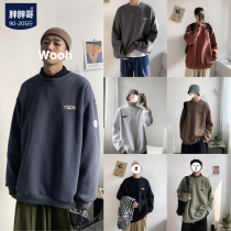Fat fat brother round neck sweater spring and autumn mens loose coat thin American trend big fat fat hip hop clothes