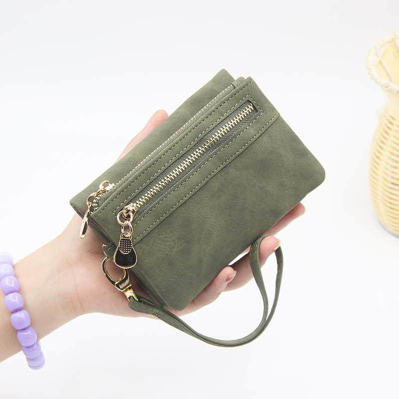 Women's Short Wallet 2024 Summer New European and American Retro Zipper Handbag Multifunctional Foldable Student Coin Purse Women's Short Wallet 2024 Summer New European and American Retro Zipper Handbag Multifunctional Foldable Student Coin Purse