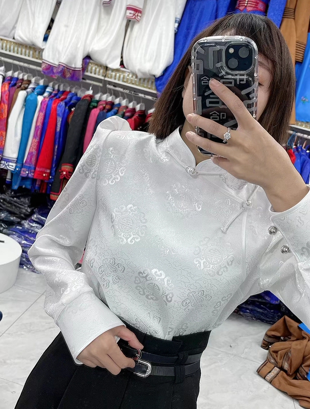 Ethnic Style Printed Shirt, Vest Base Layer, Chinese Retro Shirt, Mongolian Clothing, Everyday Wear, Versatile 