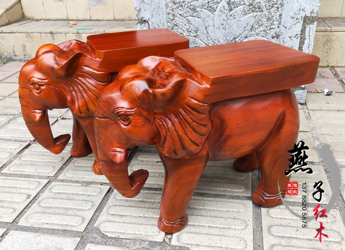 Solid wood Town mansion Elephant Stool Red Wood Elephant Stool Handicraft Swing Decorated Wood Carved Furniture Bench