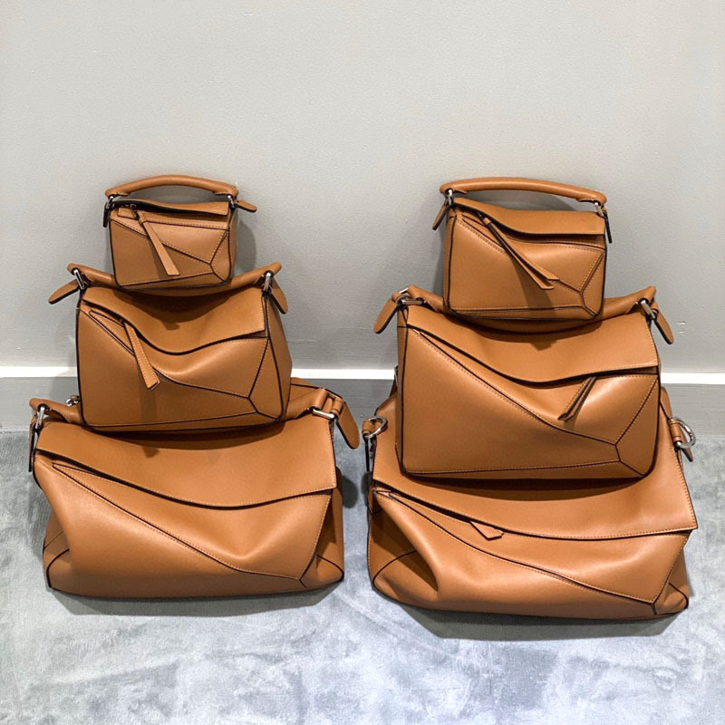 High-End Quality Puzzle Geometric Top-Layer Cowhide Large-Capacity Men's and Women's Autumn and Winter Fashion Shoulder Crossbody Handbag
