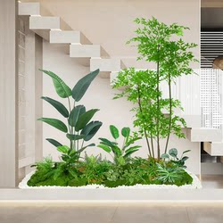 Artificial Green Plant Landscaping Combination for Staircase Arrangement, Entrance Hall Indoor Landscape Plants, Fake Trees, Courtyard Window Display Decorations