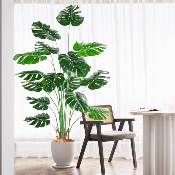 Simulated Green Plant Monstera Deliciosa Classy Accessible Luxury Living Room Plant Potted Scandinavian Style Artificial Tree Interior Decoration Landscape Ornaments