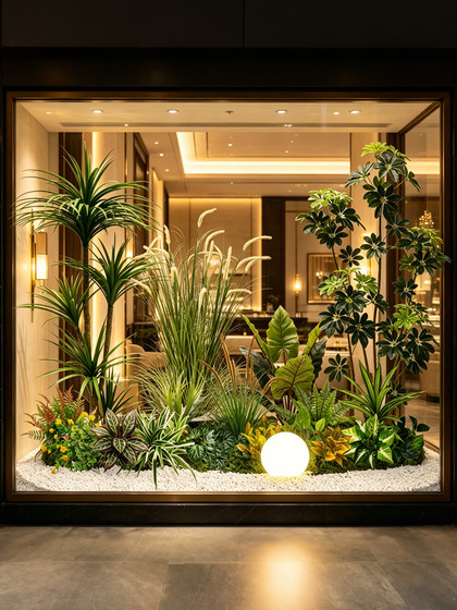 Simulated Green Plants, Large-Scale Indoor Landscaping, Outdoor Landscape Combinations, High-End Light Luxury Window Display Decorations, Floor-Standing Artificial Potted Plants