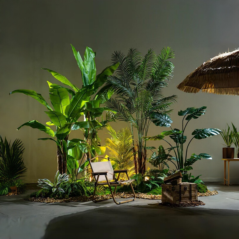 Simulated Green Plant Landscaping for Window Displays, Fake Plants under Stairs, Tropical Landscape for Shopping Malls, Indoor Potted Green Plants, Landscape Landscaping Simulated Green Plant Landscaping for Window Displays, Fake Plants under Stairs, Tropical Landscape for Shopping Malls, Indoor Potted Green Plants, Landscape Landscaping