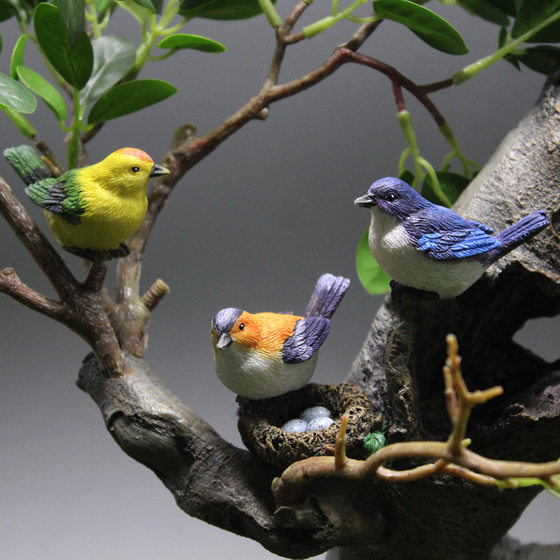 Foreign Trade Little Bird Bird Bird Bird Small Swing Display Cute Simulation Bird Bonsai Decoration accessories Bird Egg Micro Landscape Swing