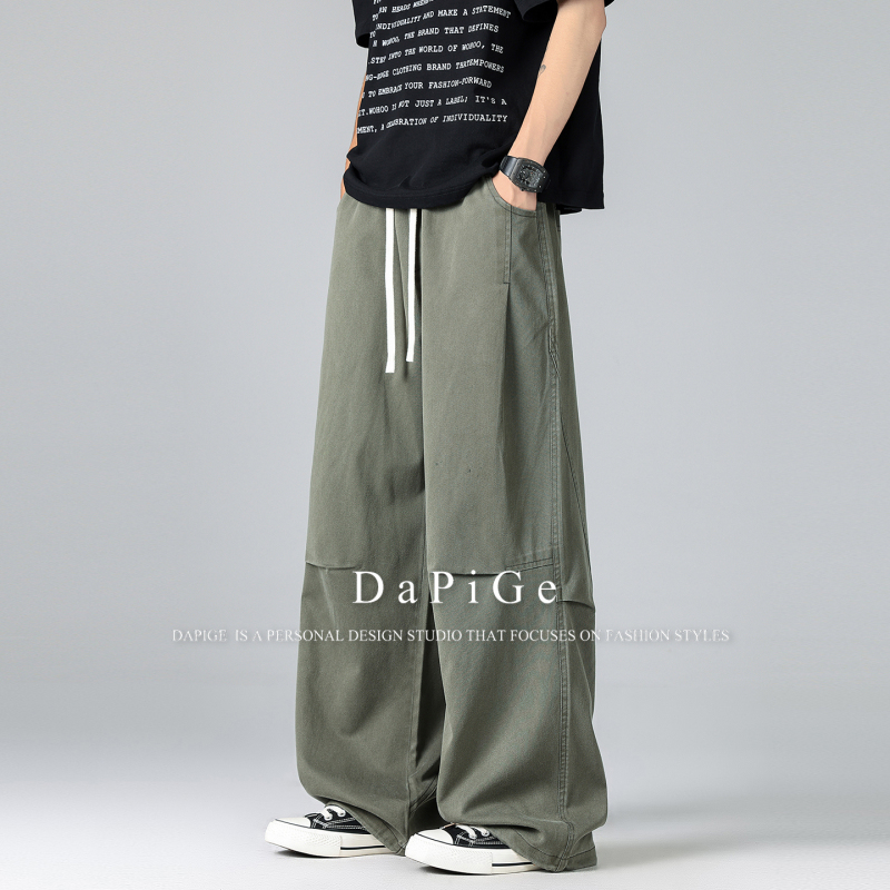 Dapige Summer Ice Silk Thin Cargo Pants for Men and Women 2026 New Loose Straight Wide-Leg Drapey Casual Long Pants