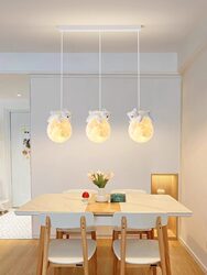 Bedroom Bedside Chandelier, Three-Head Dining Room Lamp, Cute Bear, Little White Rabbit, Cartoon Children's Lamp, Cream Style Small Chandelier