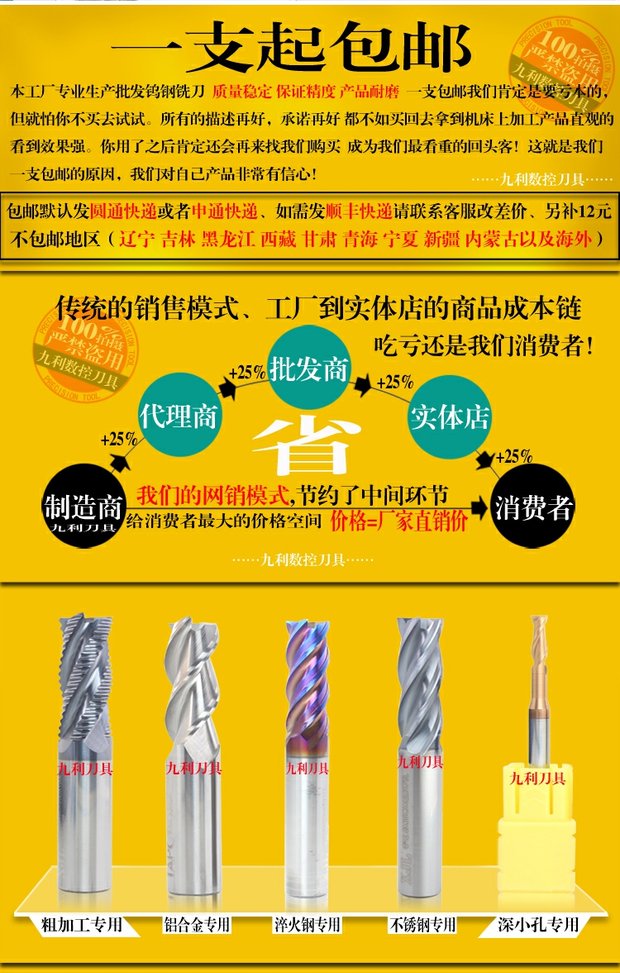 Khuyến mãi dao phay phay độ cứng cao HRC65 độ 1mm đến 12 mm mũi khoan đá