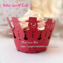 Christmas snowman cup cake edge hollow art paper cup cake decoration paper 50