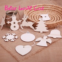 50 pieces of wooden tag wishing card blank snowflake love Angel Christmas tree hanging card graffiti wooden card