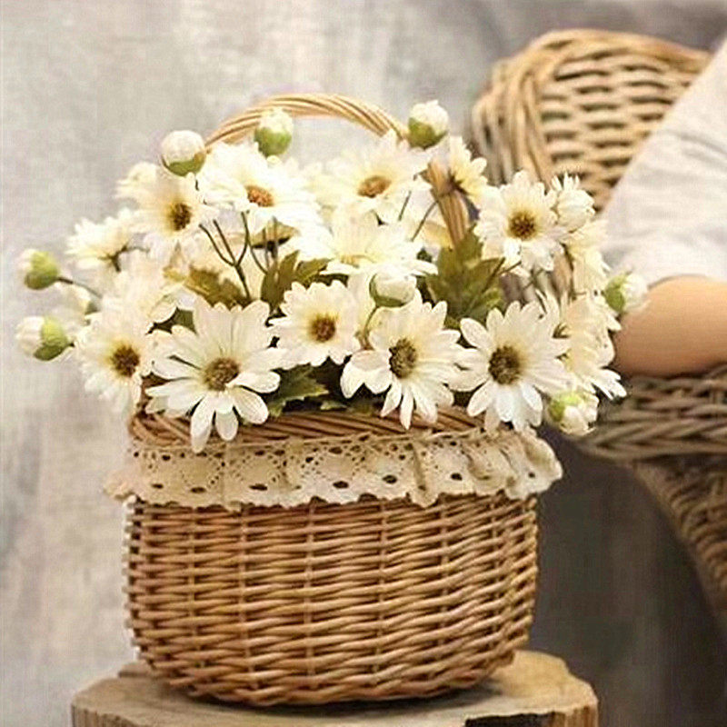 Nordic Vines Braiding woven basin Grass flowerpots sea grass Ornamental Carry-on Basket basket Woven Flower Basket Small Flower Basket