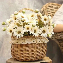 Nordic Rattan woven basin Grass woven basket Flower pot Seaweed decorative portable basket basket Willow woven flower basket Small flower basket
