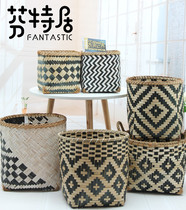 Vietnamese handmade bamboo woven rattan woven flower basket Creative grass woven flower pot basket basket storage seaweed portable flower device