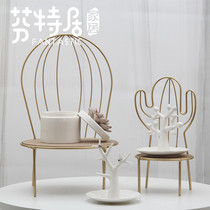 Nordic ins metal dessert birthday cake rack Desktop shelf Snack display table Tray decorative ornaments