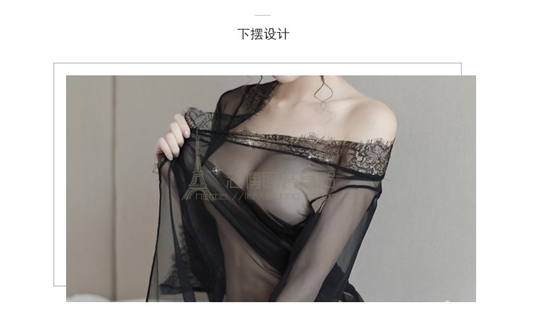 Bộ đồ ngủ của phụ nữ mùa thu và mùa đông váy ngủ gợi cảm viền áo choàng tắm dài tay lưới mỏng phần trong suốt ren bộ đồ lót gợi cảm đầm thiết kế cao cấp