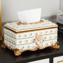 European luxury large tissue box home decorations ornaments living room creative home drawing paper box high-end napkin box