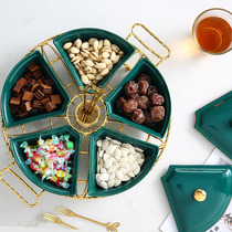 High-grade simple split dried fruit plate with lid multi-layer ceramic candy plate home living room desktop creative fruit plate