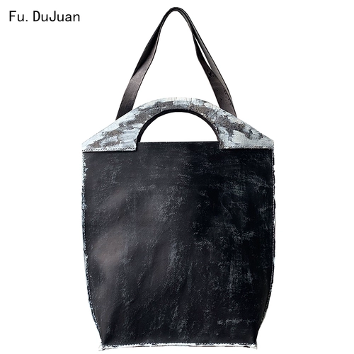 Нишевая сумка, дизайнерская модная черно-белая легкая роскошная сумка в стиле ретро, ​​сумка на плечо из кожи растительного дубления ручной работы