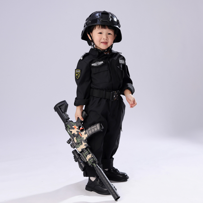 High-End Children's Special Forces Police Officer Costume Black Cat Little Swat Role-Playing Summer Camp Military Training Toddler Performance Set High-End Children's Special Forces Police Officer Costume Black Cat Little Swat Role-Playing Summer Camp Military Training Toddler Performance Set