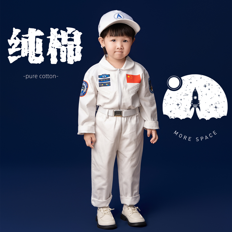 Pure Cotton Children's Spacesuit, Astronaut Suit, Aviation Suit, Two-Piece Set, Performance, Sports Games, Role-Playing, Children's Day Outfit