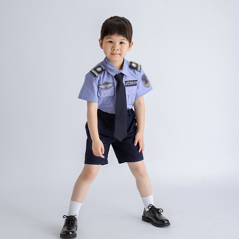 High-End Children's Police Uniforms, Male and Female Security Traffic Police Shorts, Small Security Guard Uniforms, Halloween Performance Costumes