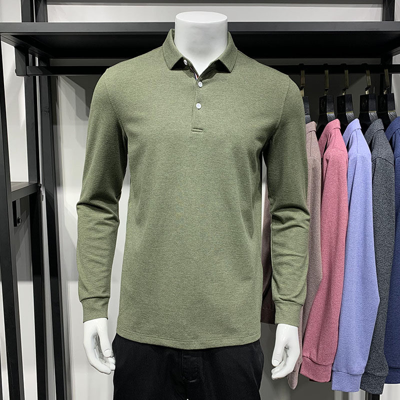 ABE special cabinet cargo line Lower pure colour Polo shirt male pineapple tattooer T-shirt fashion anti-crease casual blouse long sleeve T-shirt