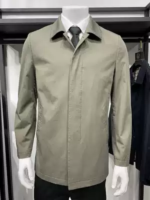 21 Spring and autumn new men's lapel windbreaker counter casual solid color top cotton jacket short cloak