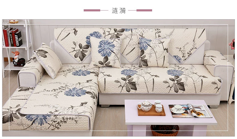 Sofa đệm vải cotton bốn mùa sofa khăn phủ phổ quát Trung Quốc gỗ gụ chống trượt đệm tựa tay khăn - Ghế đệm / đệm Sofa