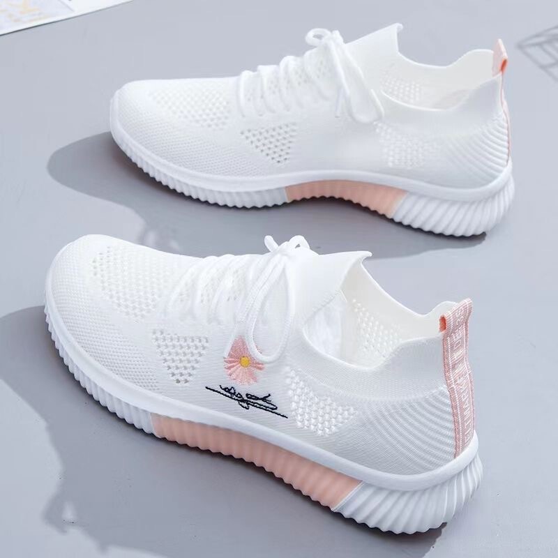 Casual Style Mesh Sneakers for Women, Spring Breathable White Shoes, Flat Shoes, Soft Soles, Versatile Casual Shoes, Dance Shoes